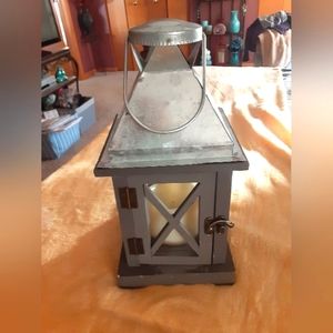 Grey wood and metal lantern box